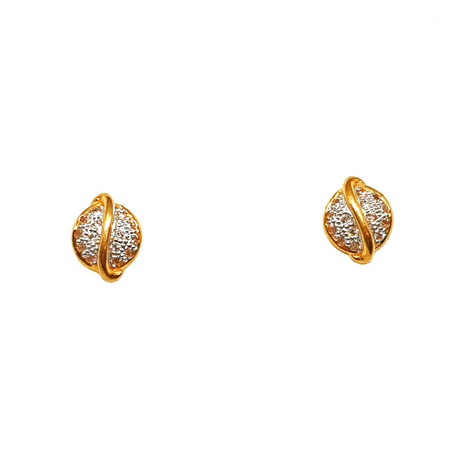 22K Gold Round Shaped Designer Earr...