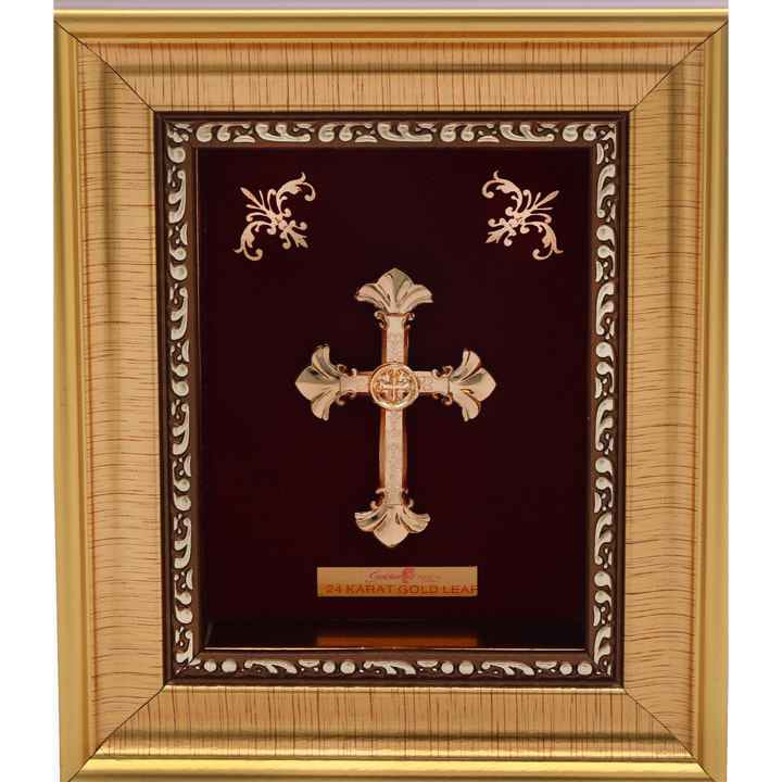 Cross Sign Frame In 24K Gold Foil M...