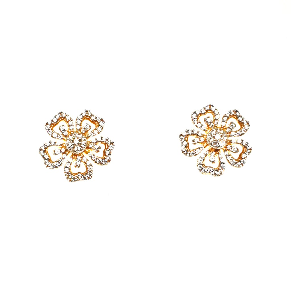 22K Gold CZ Diamond Tops Earrings M...