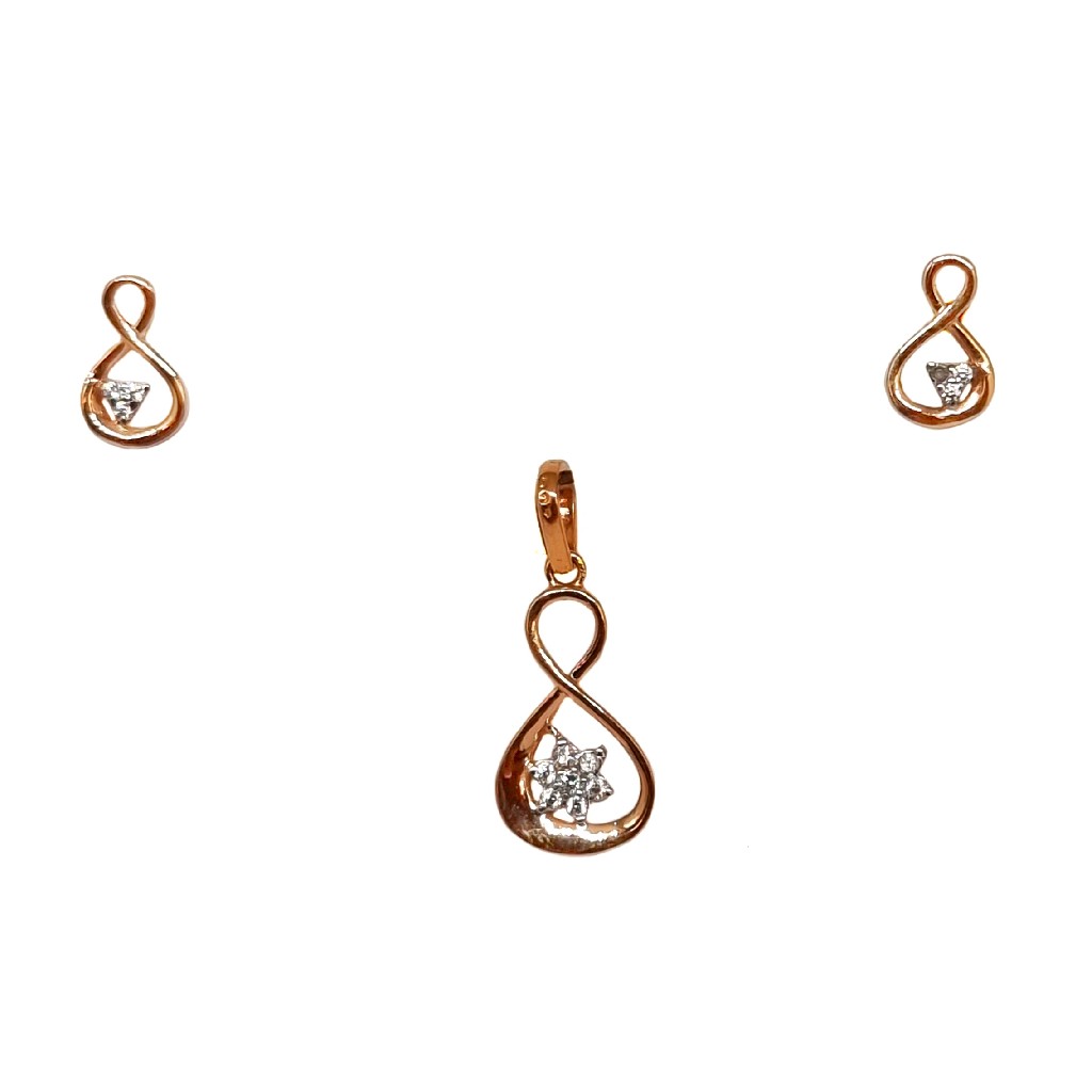 18K Rose Gold Designer Pendant Set...