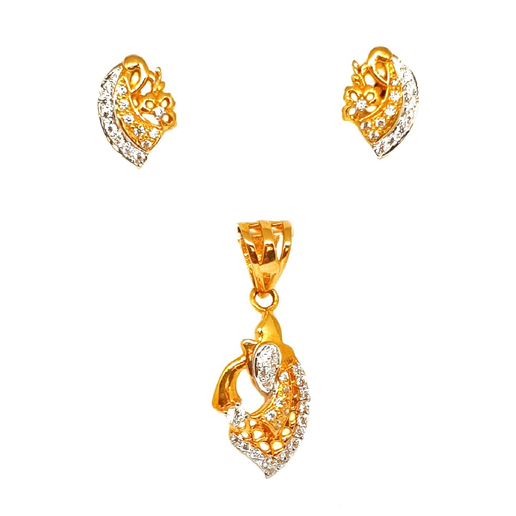 22K Gold Designer Pendant Set MGA -...