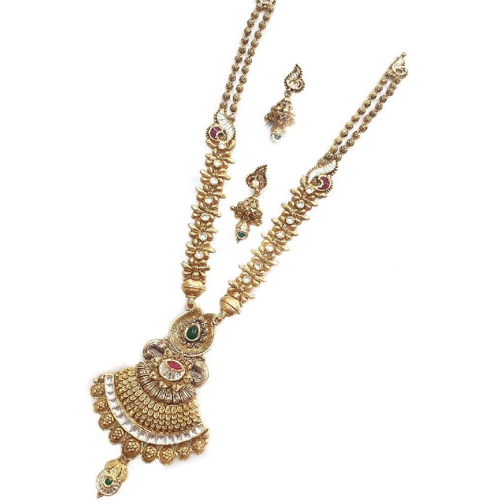 916 Gold Antique Necklace Set MGA -...