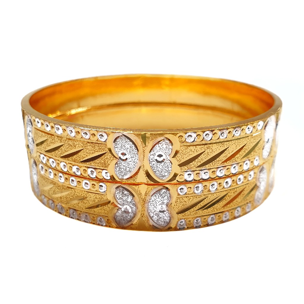 22K Gold Fancy Kadali Bangles MGA -...