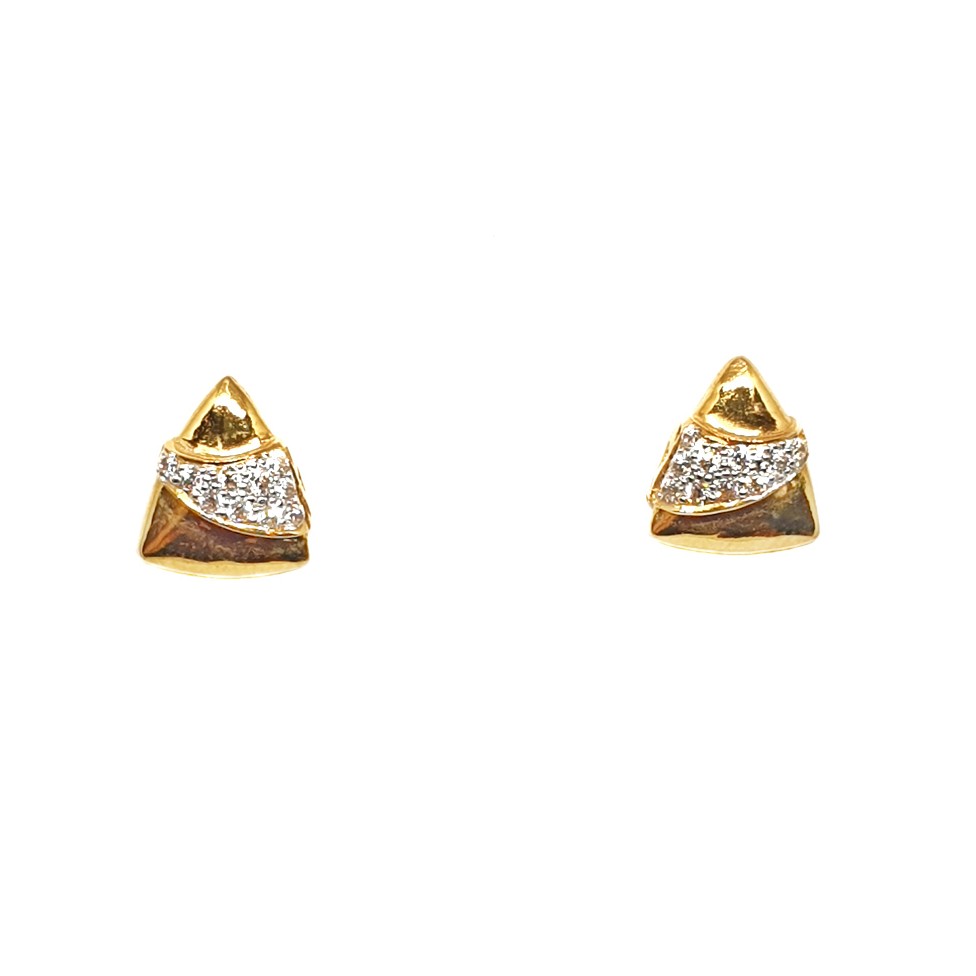 22K Gold Triangle Shaped Fancy Earr...