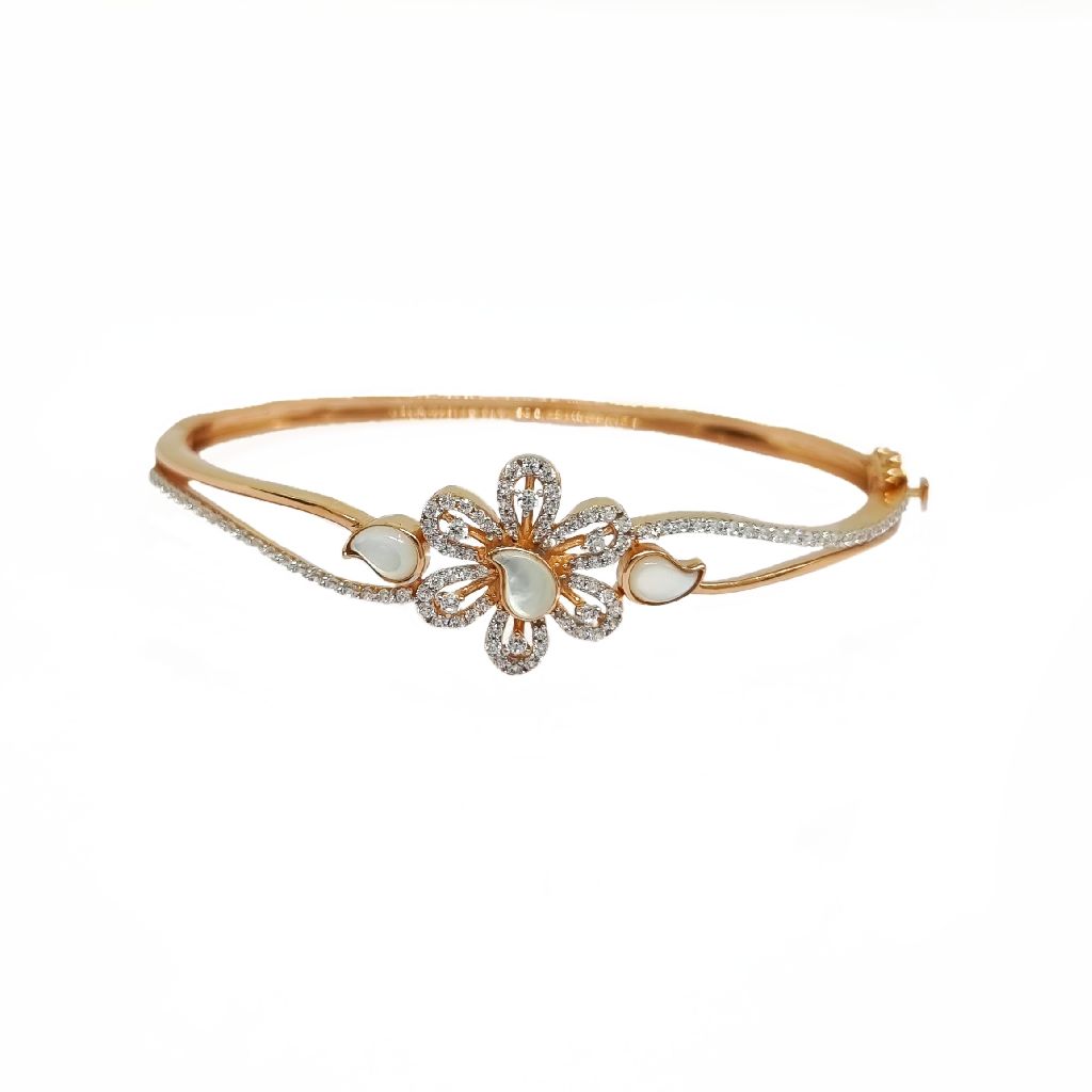 Floral Design Rose Gold Kada Bracel...