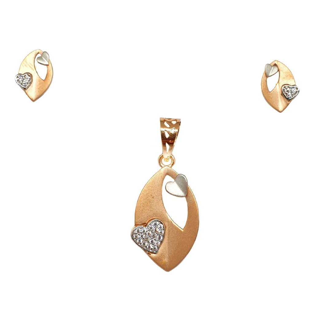 18K Rose Gold Heart Shaped Matte Fi...