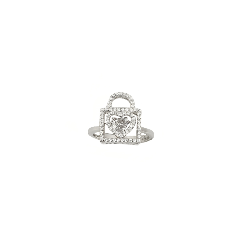 Lock Design Ring In 925 Sterling Si...