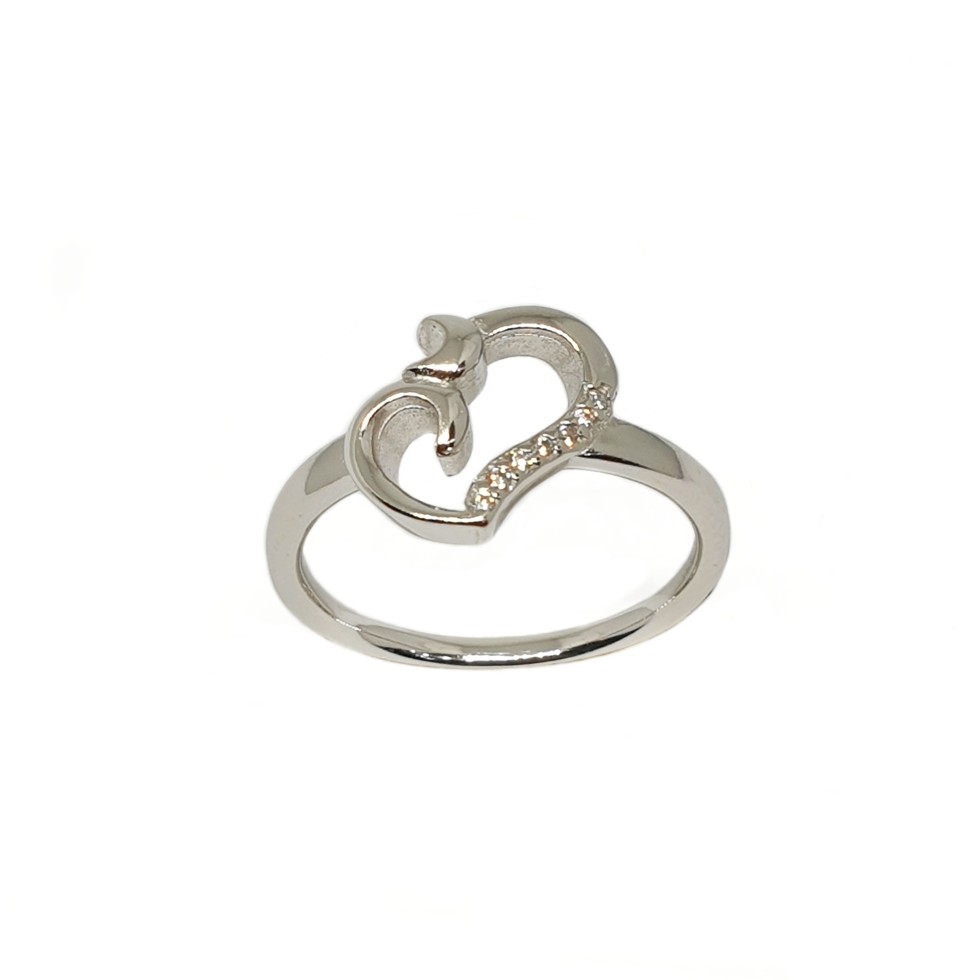 925 Sterling Silver Heart Shape Rin...