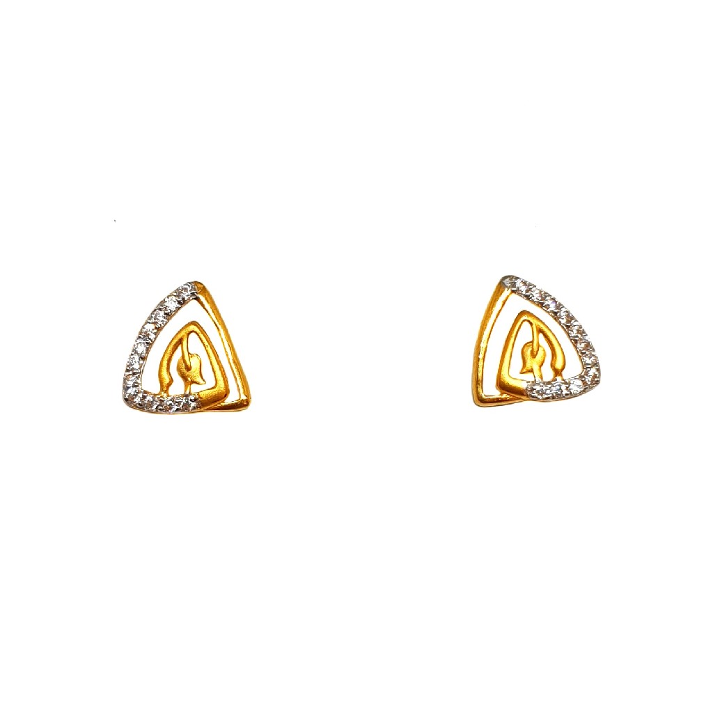 22K Gold Triangle Shape Designer Ea...