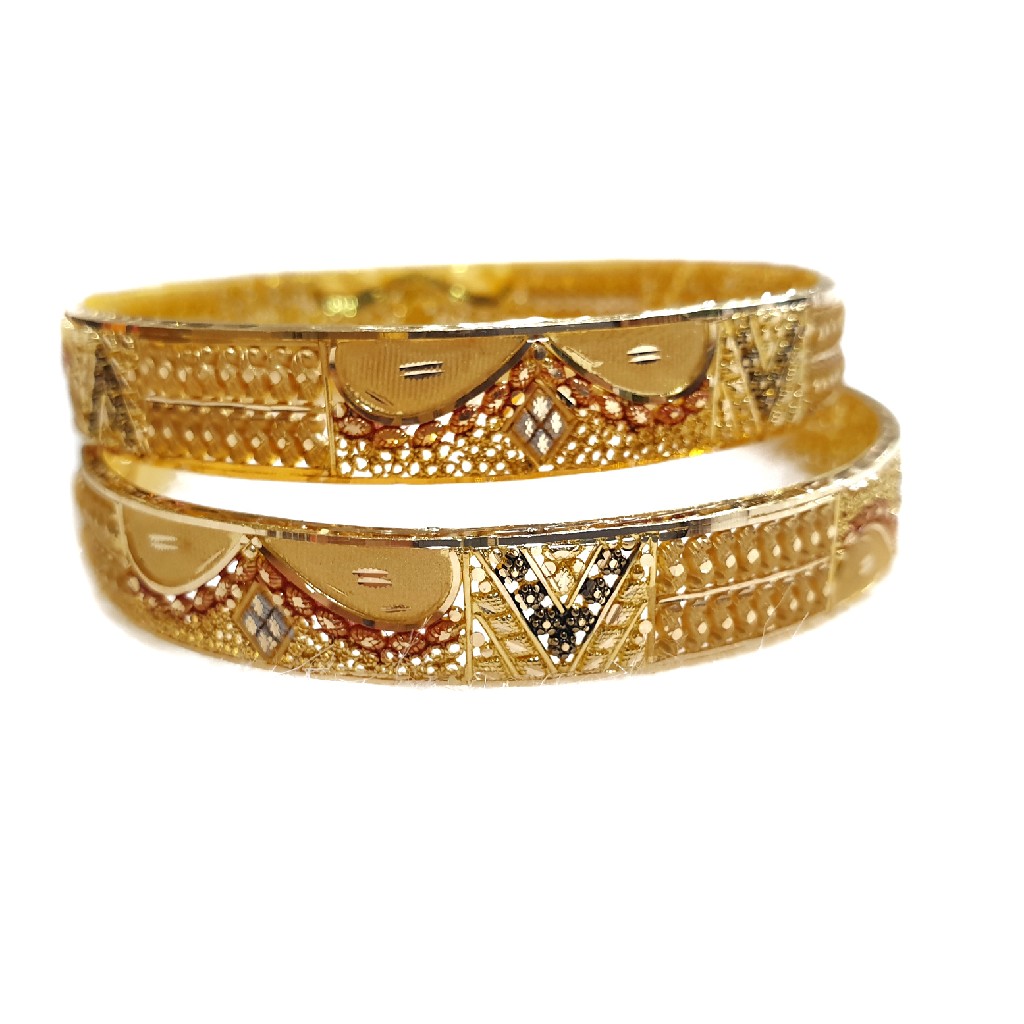 22k Gold Fancy Kada Bangles MGA - G...