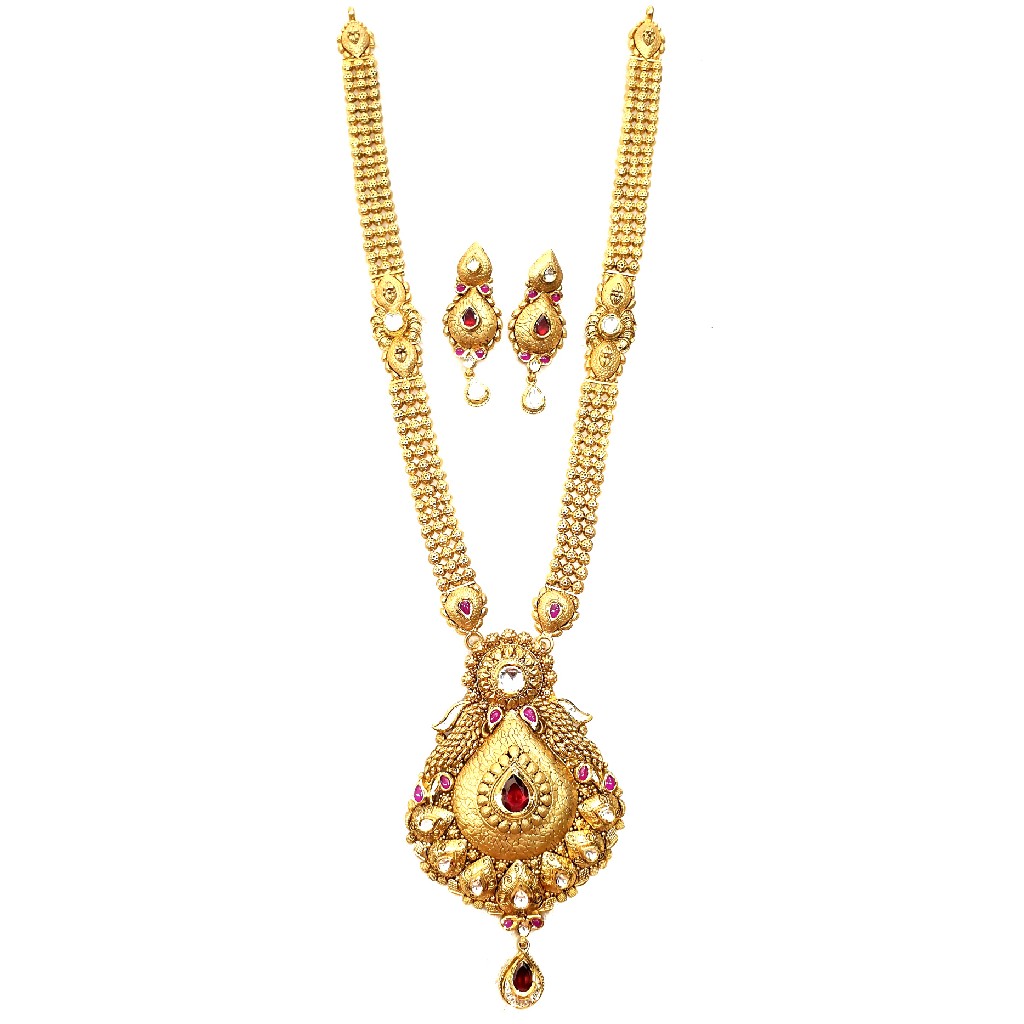 22k Gold Antique Long Necklace With...