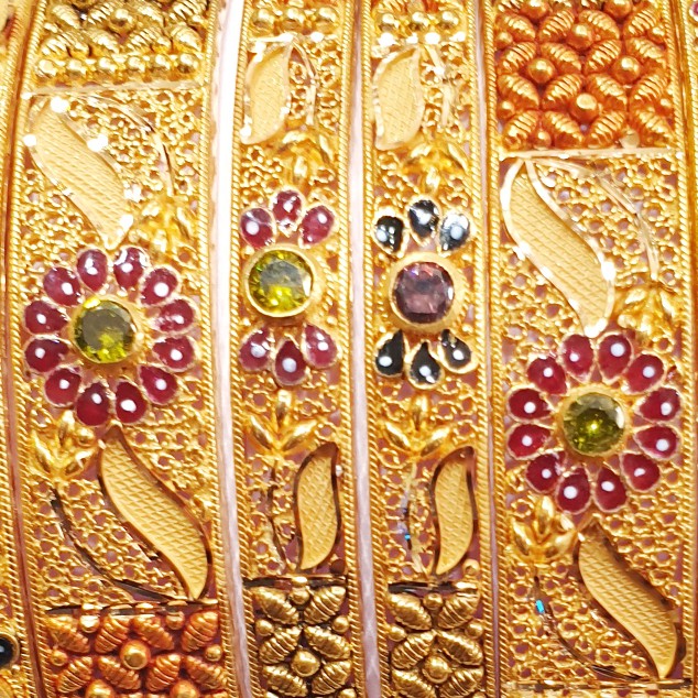 22k Gold Kalkatti Meenakari Kada bangles MGA - GP071