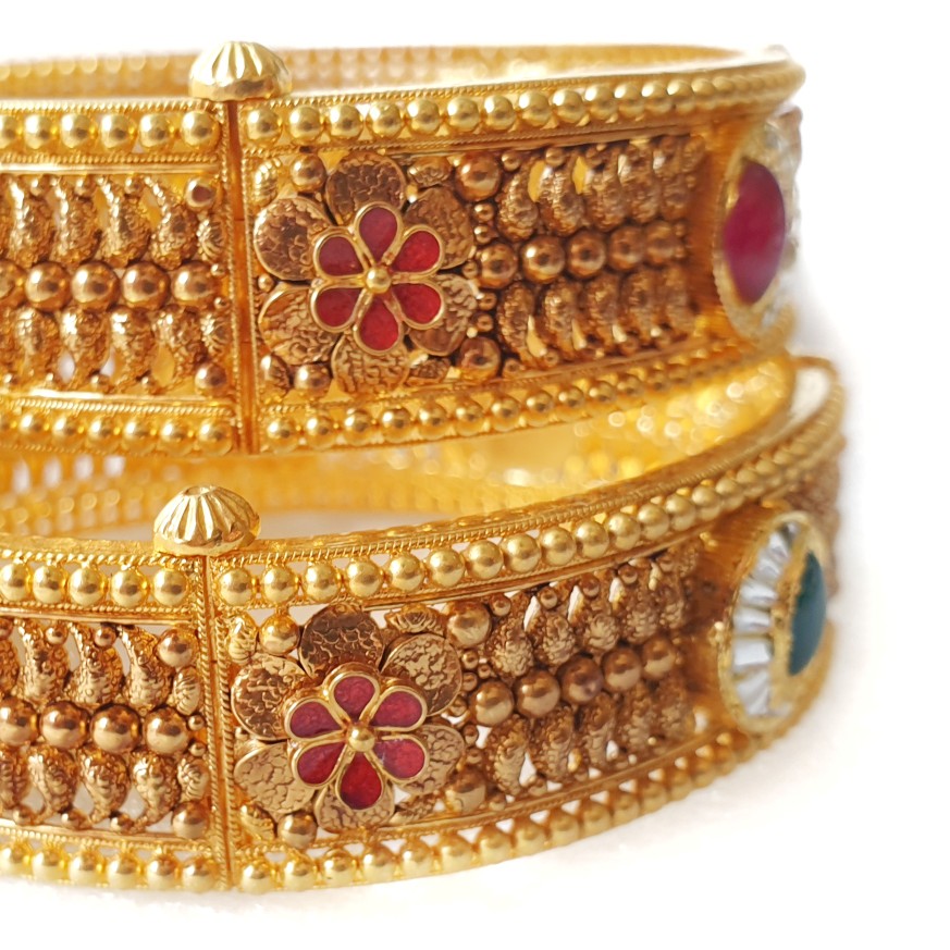 22k gold antique kada bangles mga - gp072