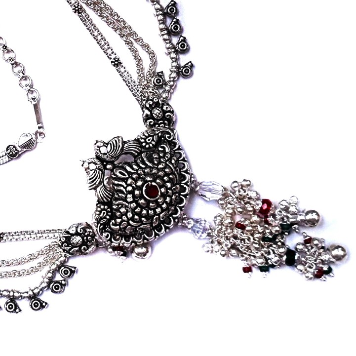 Oxidized antique silver kamar bandh mga - jus0056