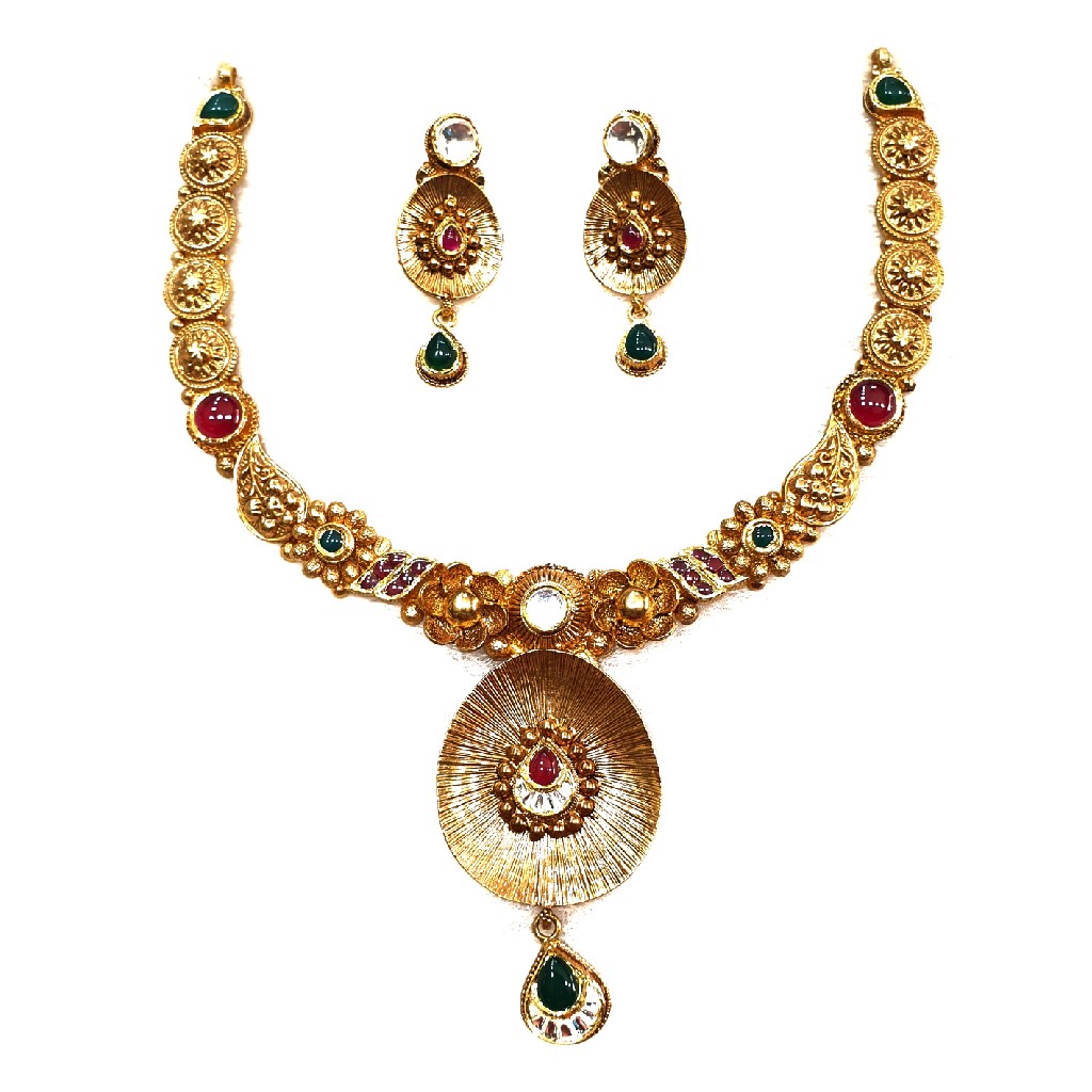 916 gold antique necklace set mga -...