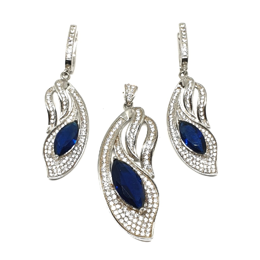 925 Sterling Silver Blue Stone Mode...