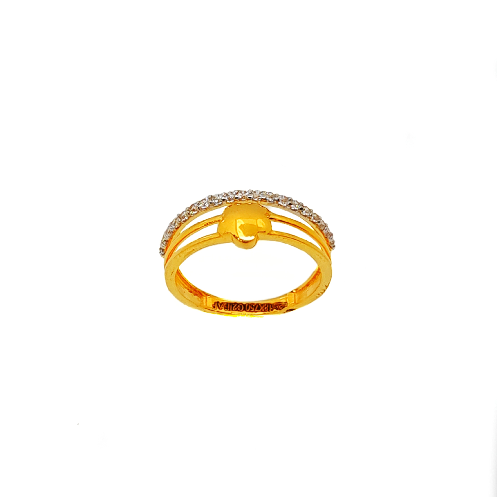 Half Diamond Designer Ring In 18K G...