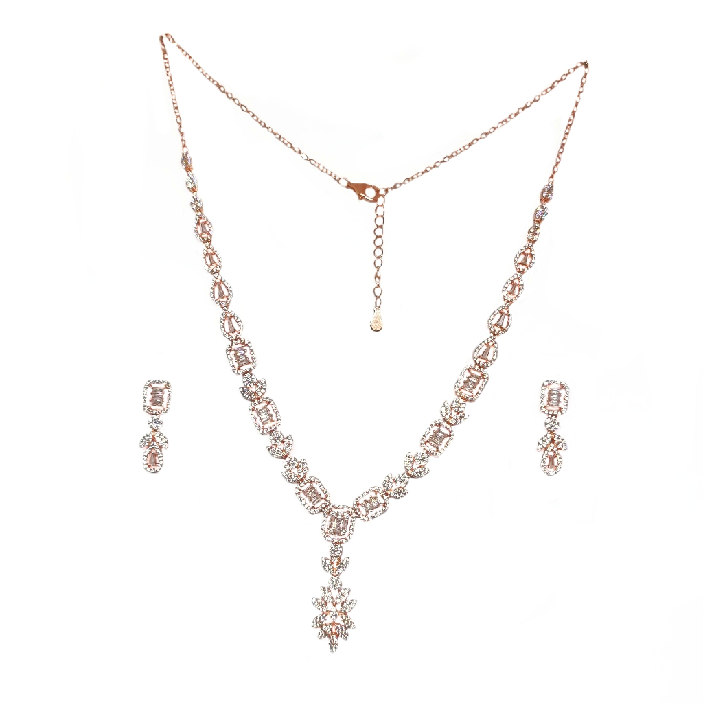 Rose Silver Necklace Set In 925 Ste...