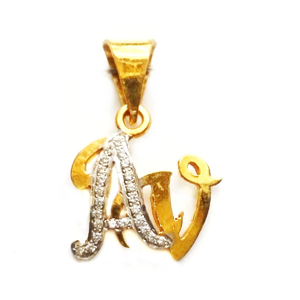 22k Gold Modern Style AV Monogram Pendant MGA - MGP010