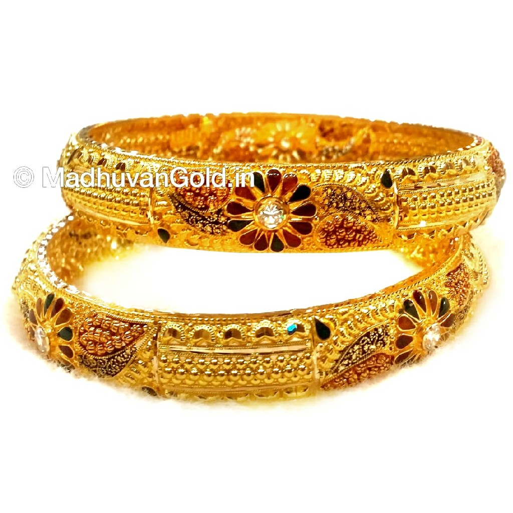 22k gold rajawadi meenakari flower...