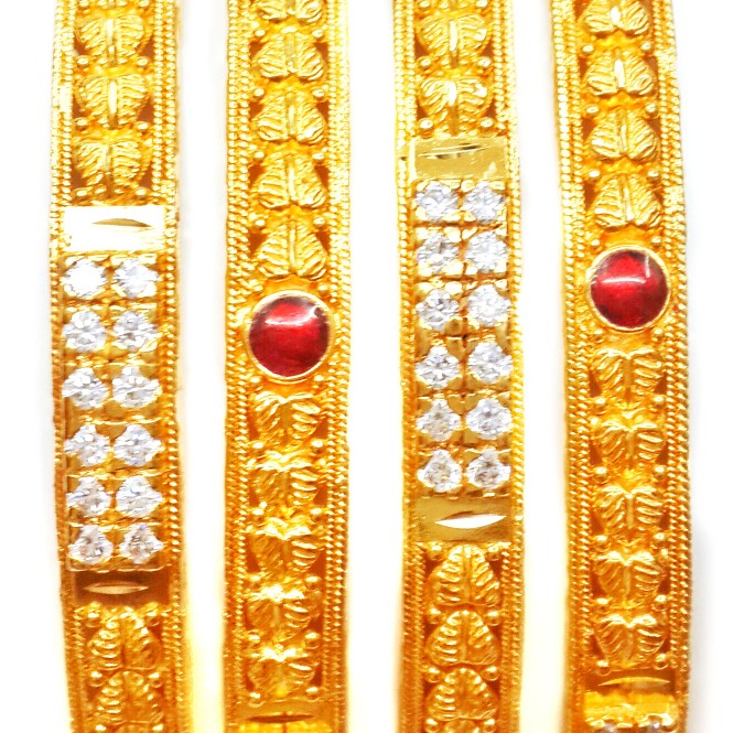 22k Gold Meenakari With CZ Diamond Kada Bangles MGA - GP064